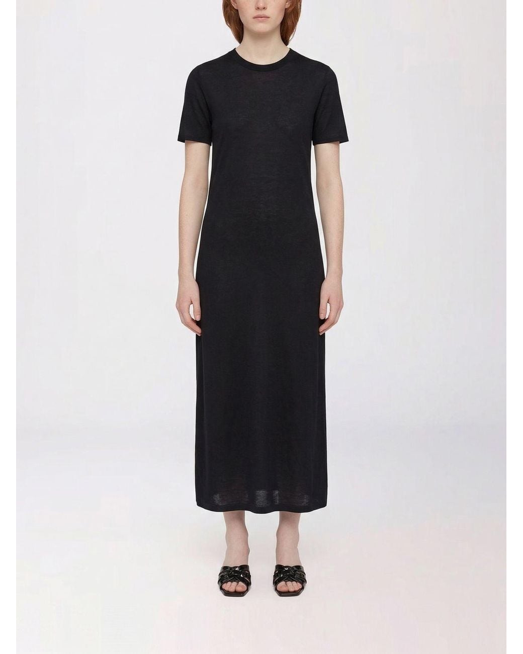 Saint Laurent Black Long Knitted Crewneck Dress