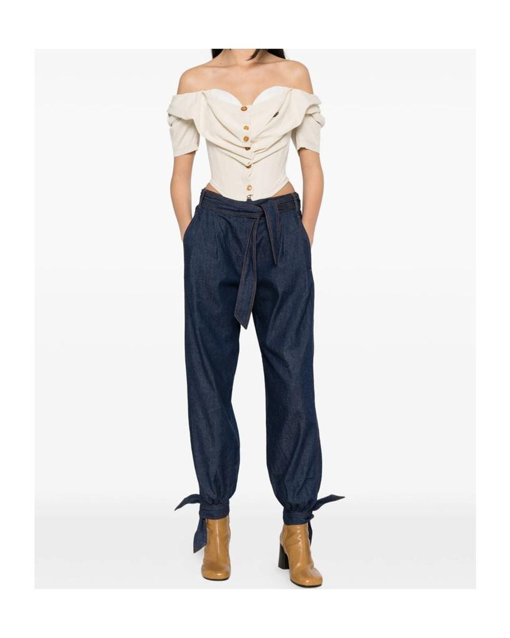 Vivienne Westwood White Button Draped-Detail Cardigan