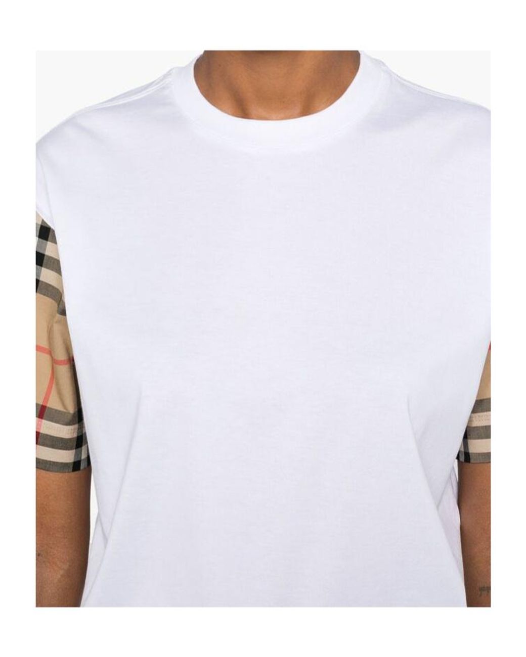 Burberry White Check Cotton T-Shirt