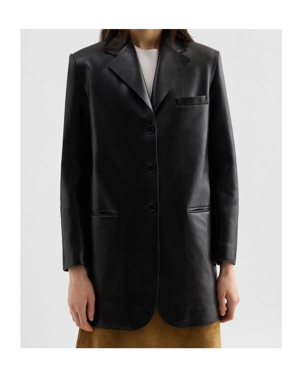 Jil Sander Black Leather Tailored Jacket
