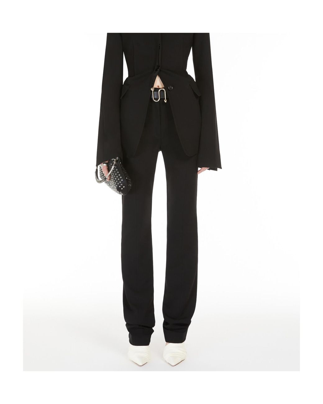 Sportmax Black Hose Straight Leg Pants