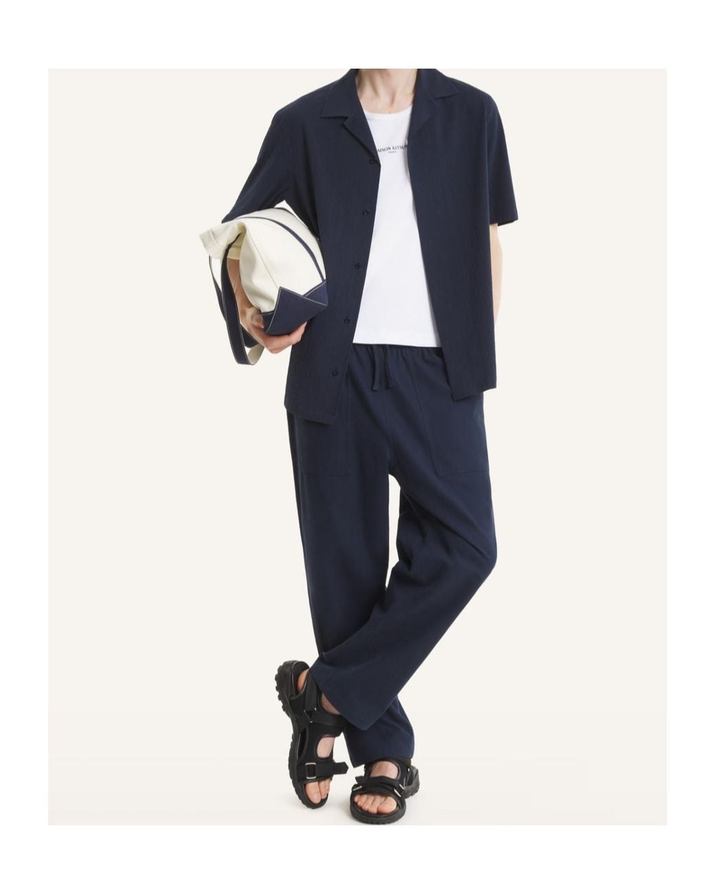 Maison Kitsuné Blue Maison Kitsuné Seersucker Resort Shirt for men