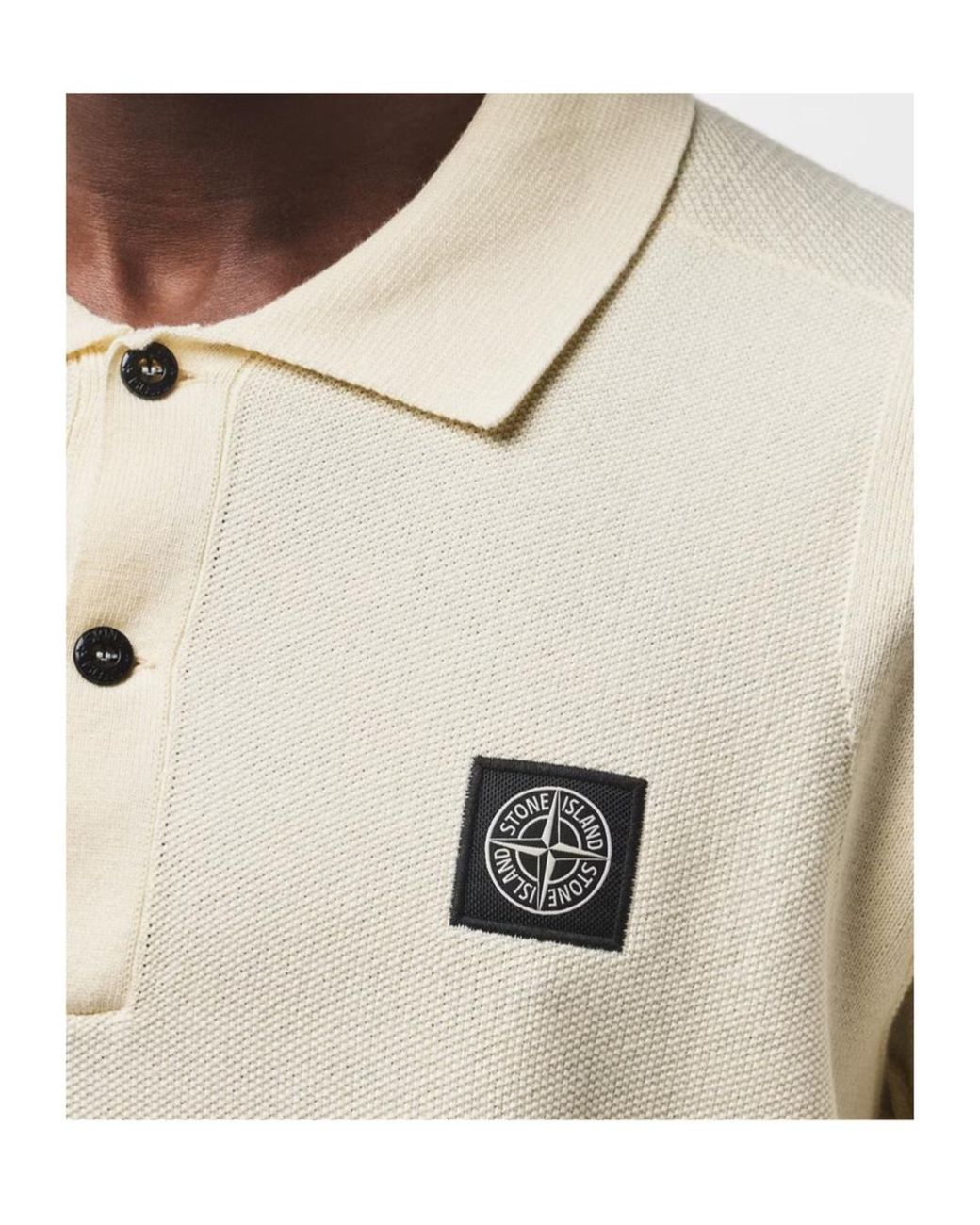 Stone Island White Logo Short-Sleeved Polo Shirt for men