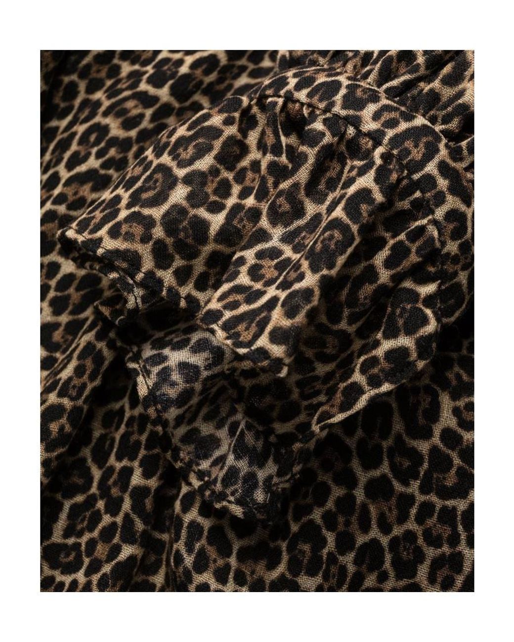 Saint Laurent Black Leopard Printed Long-Sleeved Dress