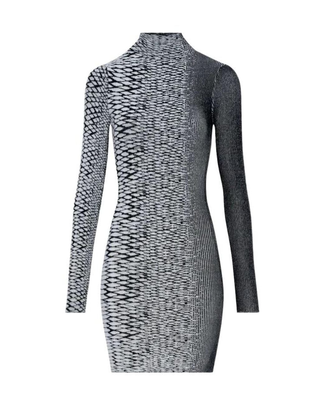 Jean Paul Gaultier Blue High Neck 3D Effect Printed Dress