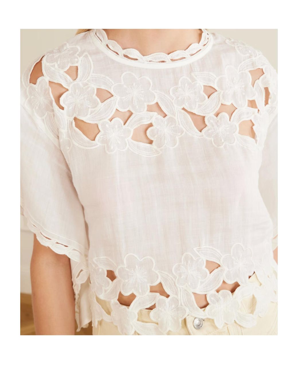 Isabel Marant White Relda Floral Embroidered Top