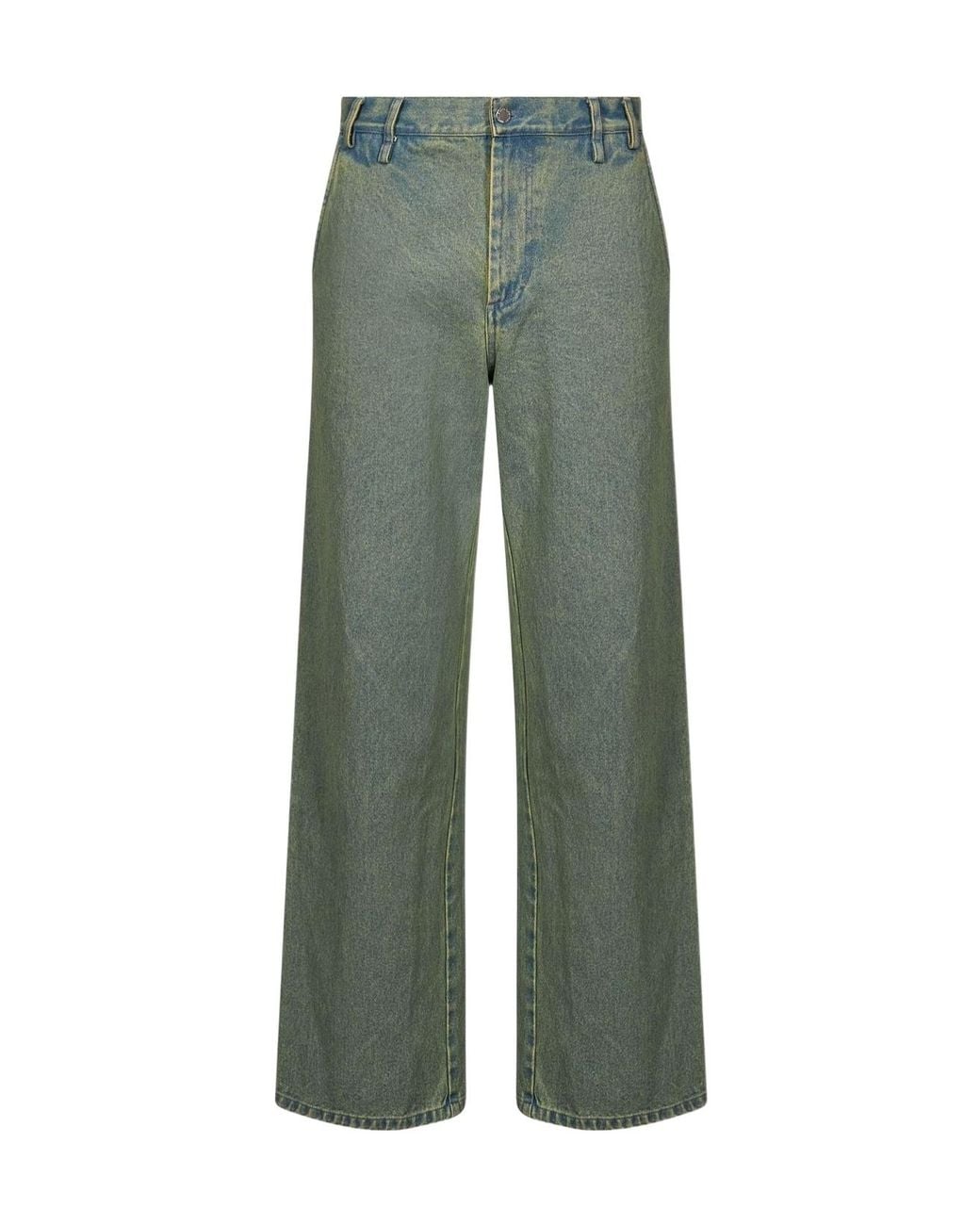 Song For The Mute Green Logo Patch Straight-Leg Jeans for men