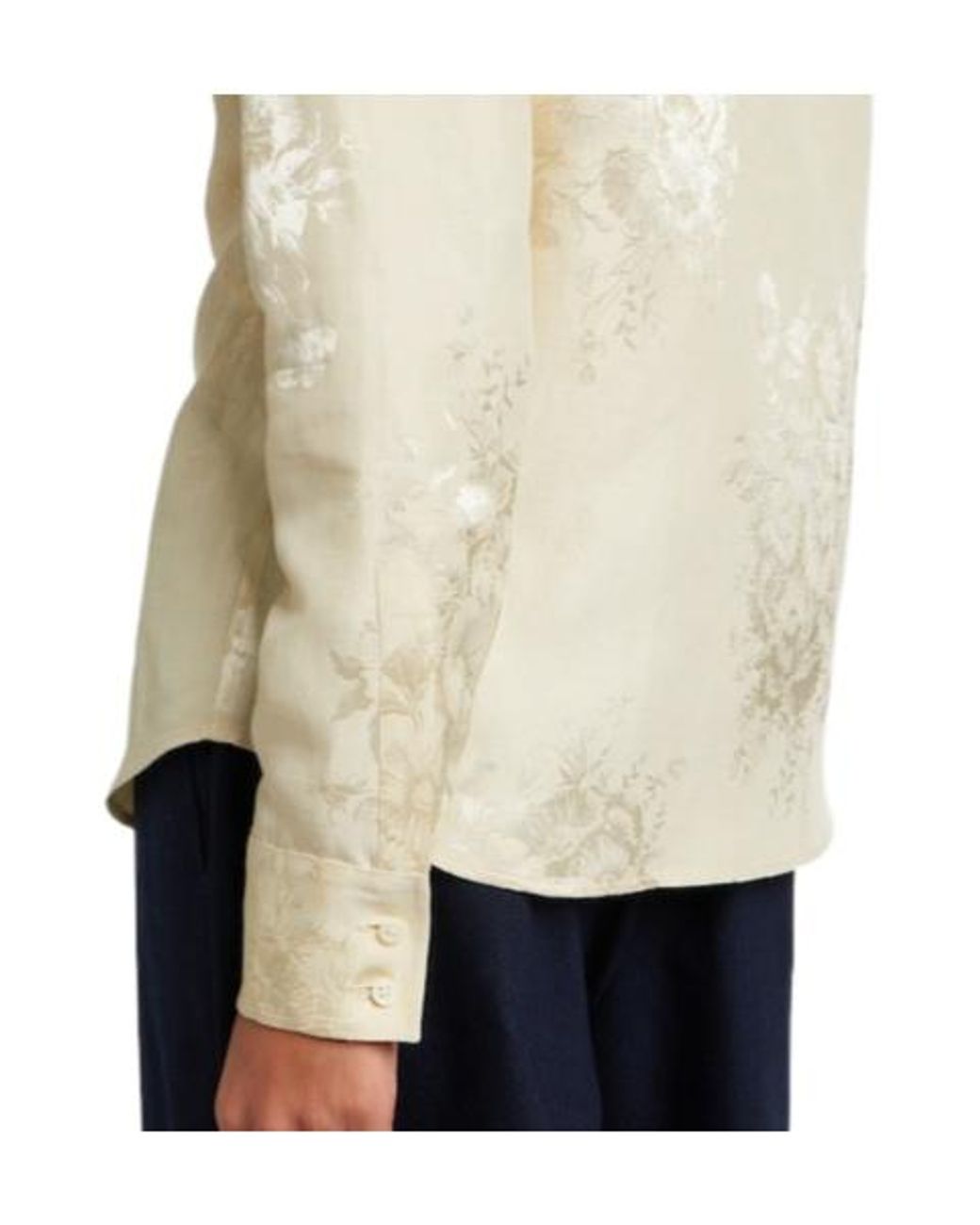 Jil Sander White Floral Jacquard Linen-Blend Shirt