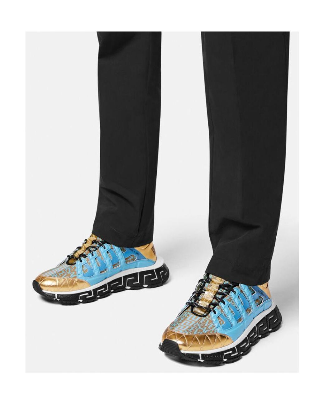Versace Brown Trigreca Leather Sneakers for men