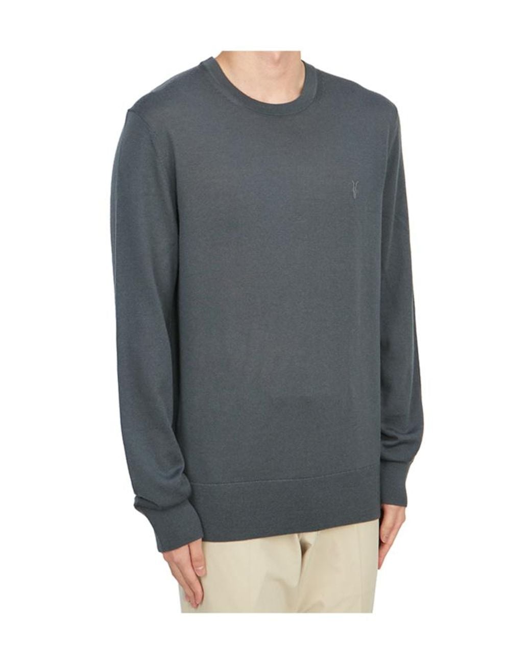 AllSaints Gray Crew Neck Sweater for men