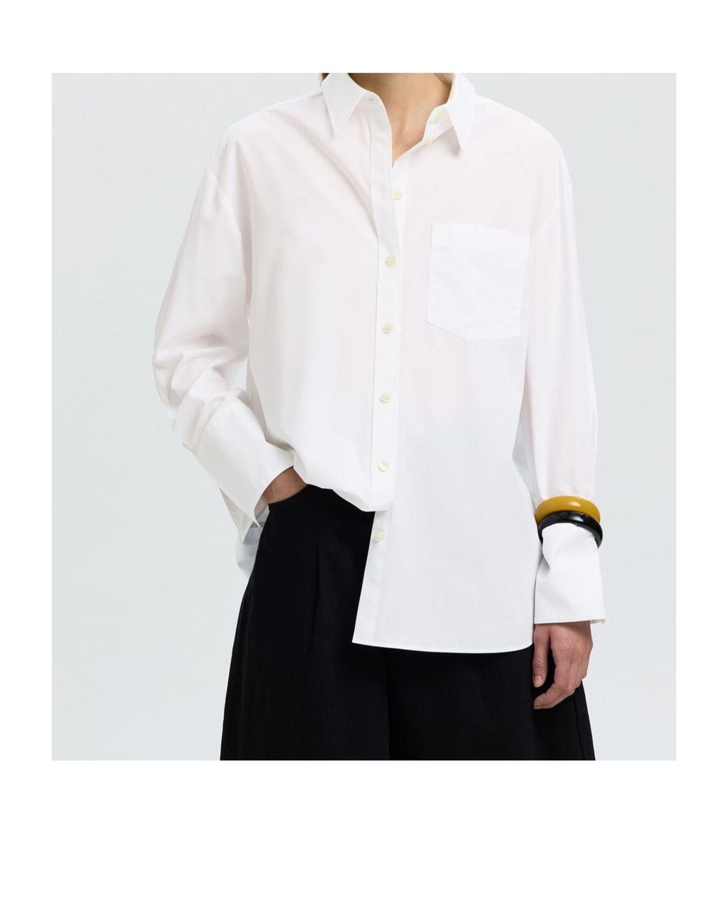 SELECTED White Chest-Pocket Shirt