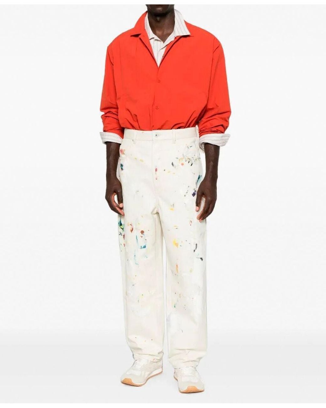 Bottega Veneta White Printed Wide Leg Trousers for men