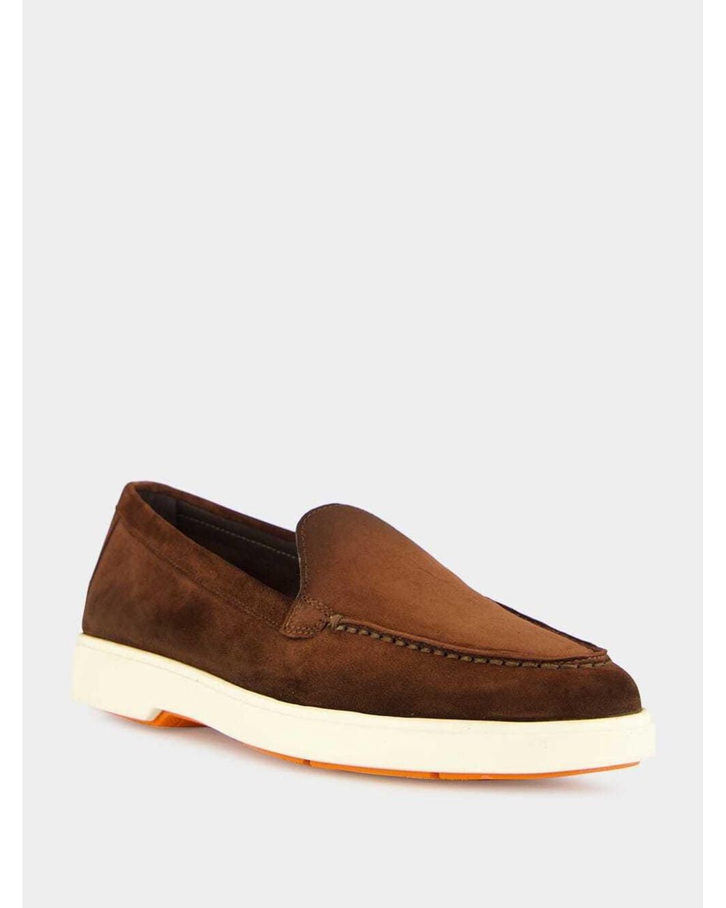 Santoni Brown Suede Loafers