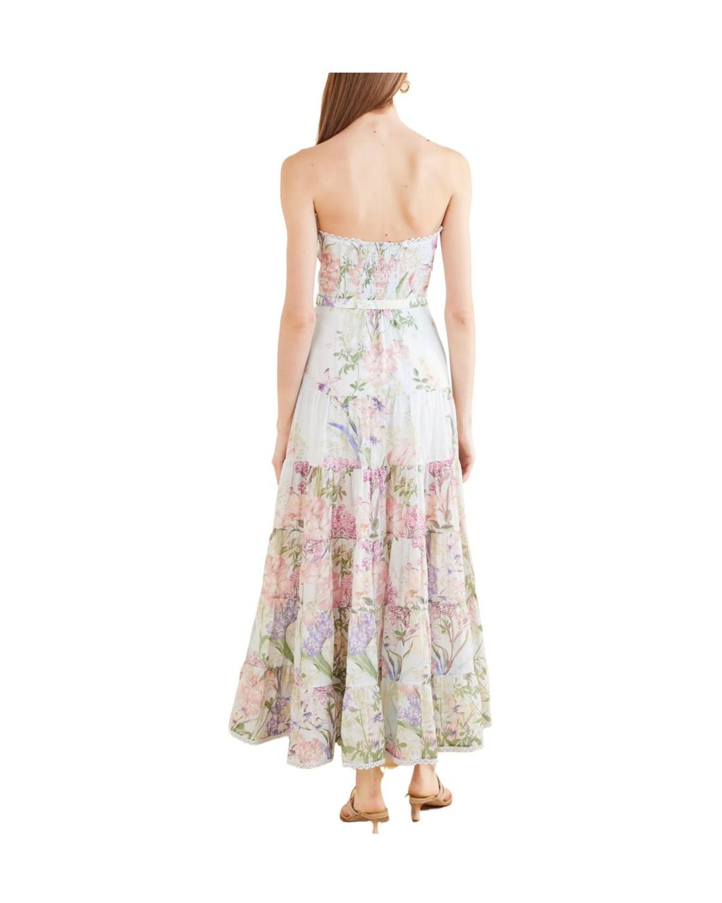 Charo Ruiz White Danny Belted Floral-Print Cotton-Blend Voile Midi Dress