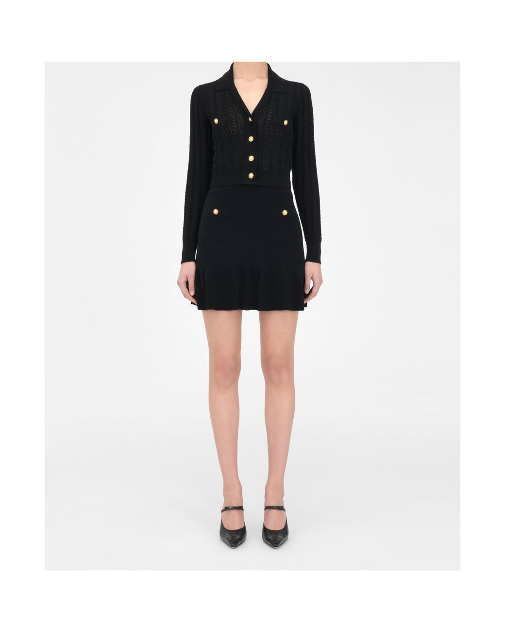 Alessandra Rich Black Flared Mini Skirt