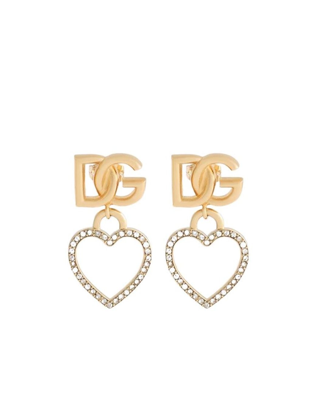 Dolce & Gabbana White Heart Motif Pendant Earrings