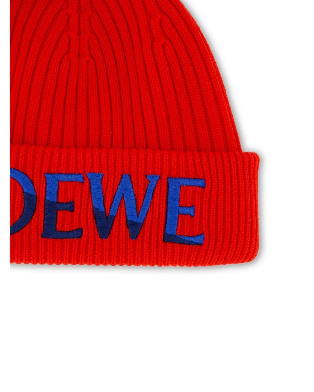 Loewe Logo-Embroidered Ribbed-Knit Beanie Hat