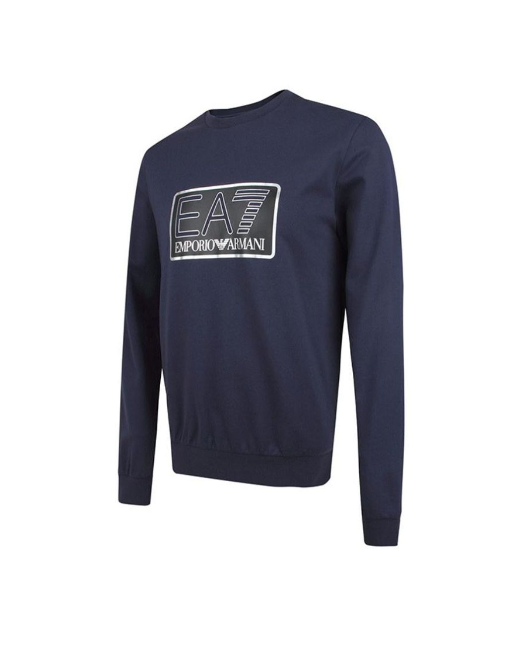 EA7 Blue Round-Necked Logo Sweater for men