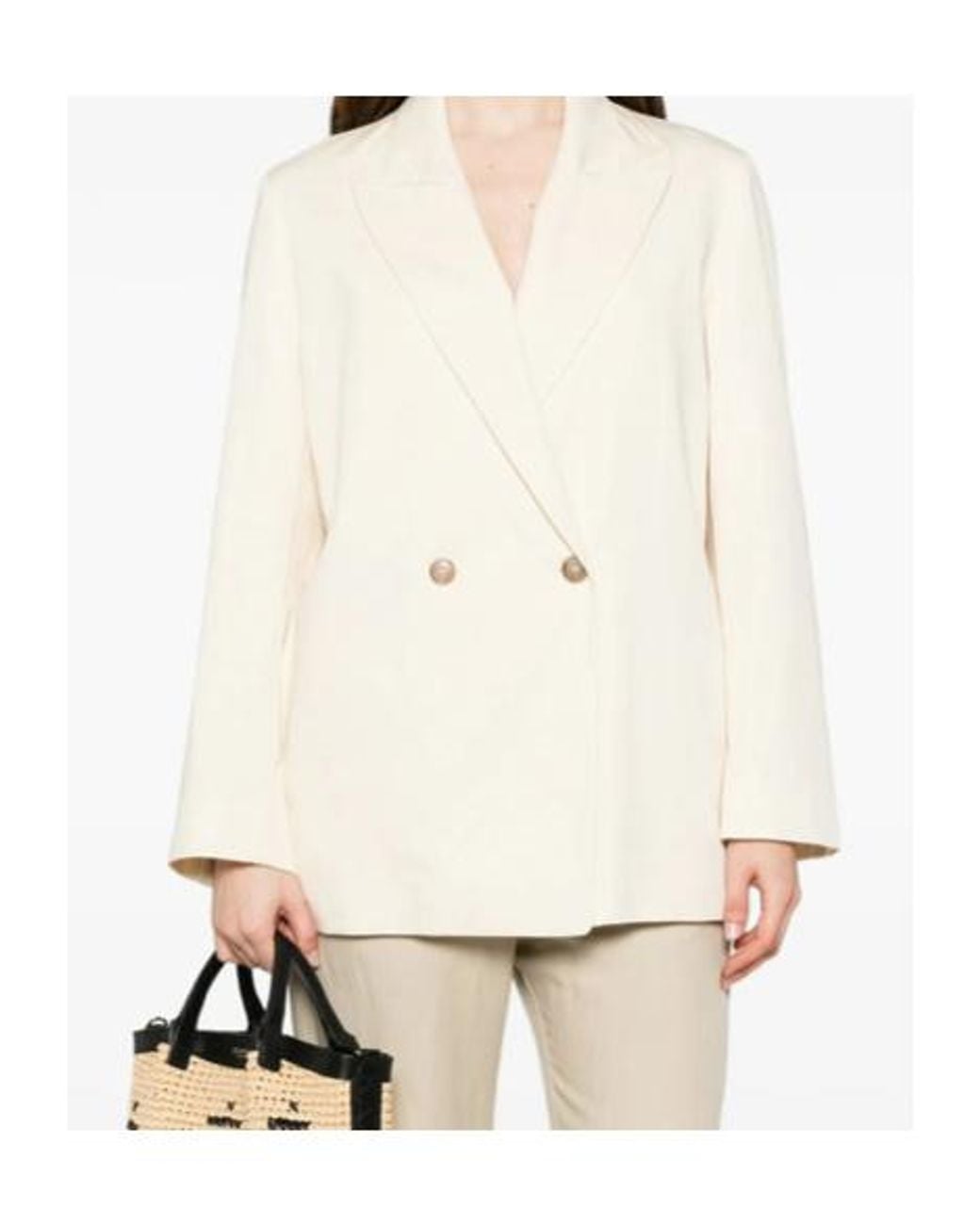 FRAME White The Lounge Double-Breasted Peak-Lapel Blazer