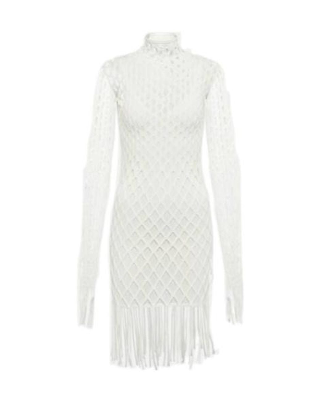 Dion Lee White Fishnet High-Neck Minidress