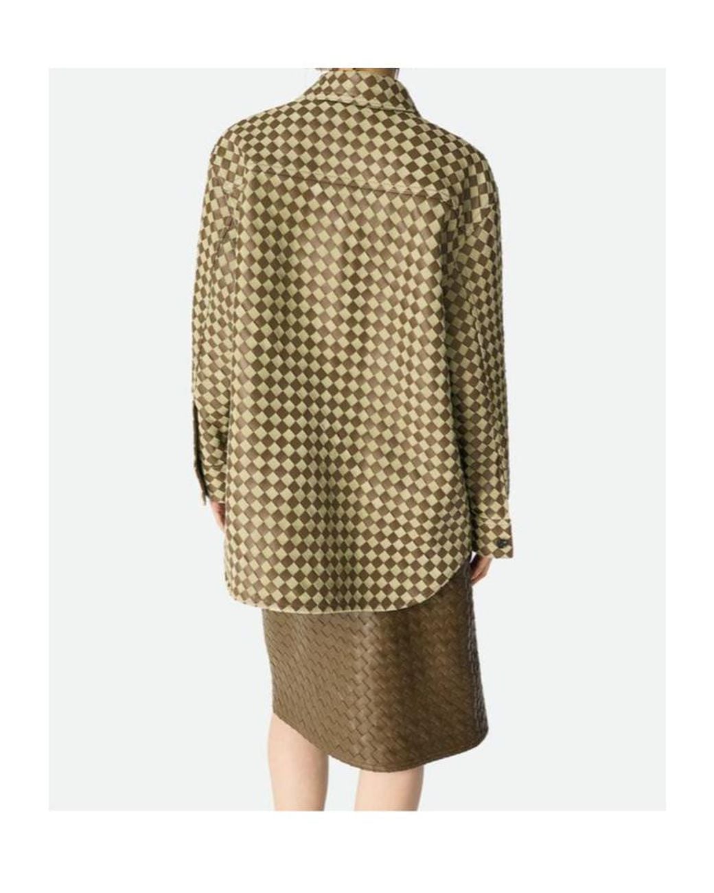 Bottega Veneta Natural Intrecciato Leather And Suede Shirt