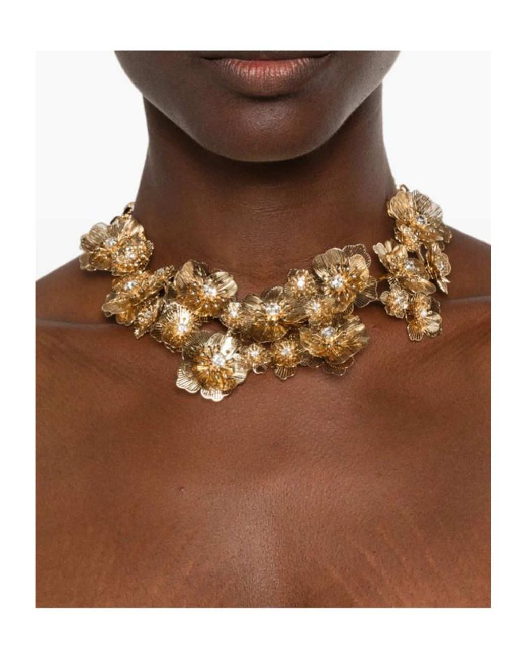 Carolina Herrera Metallic Floral-Patterned Necklace