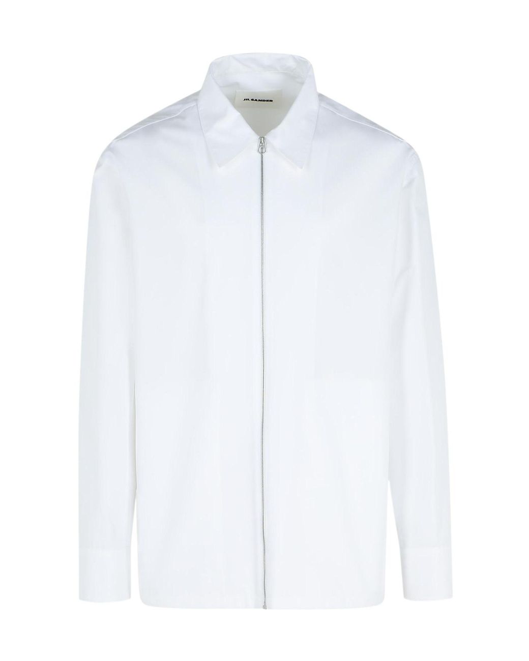 Jil Sander White Long Sleeved Zip-Up Shirt for men