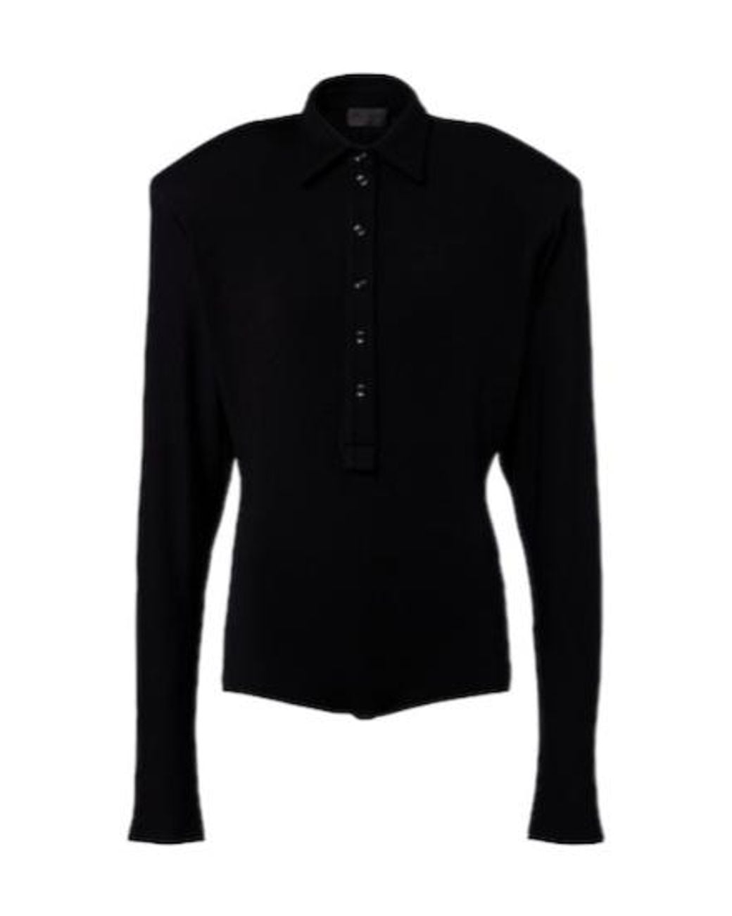 Mugler Black Wool-Blend Polo Sweater