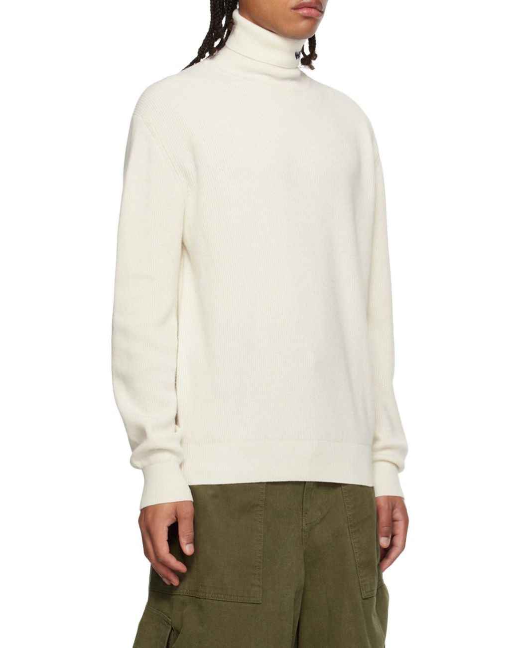 we11done White Intarsia-Knit Roll-Neck Jumper for men