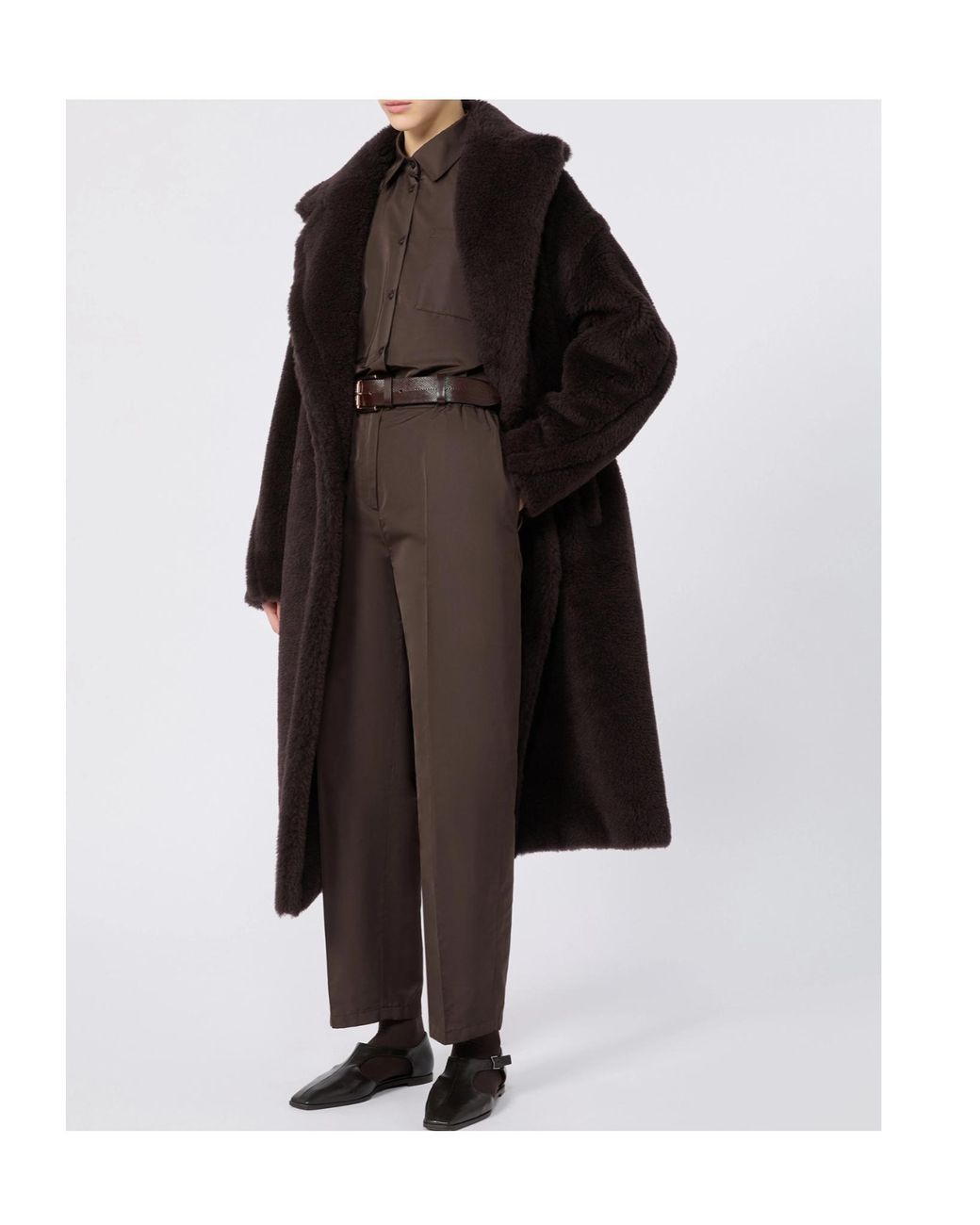 Max Mara Black Alpaca-Wool-Silk Teddy Bear Icon Coat