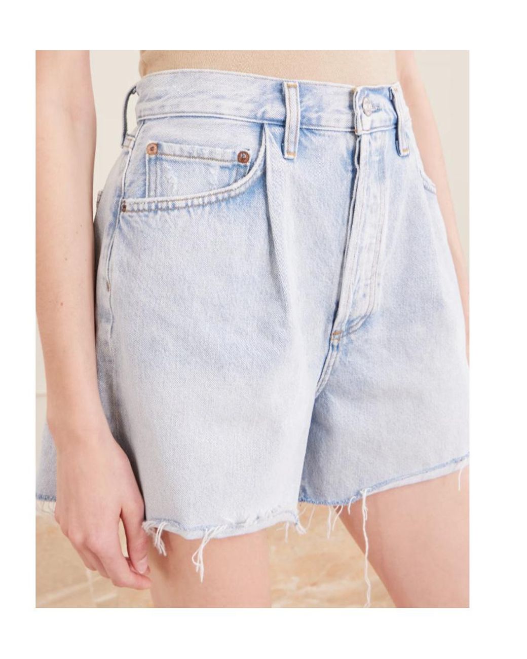 Agolde Blue Rhoda Frayed Shorts