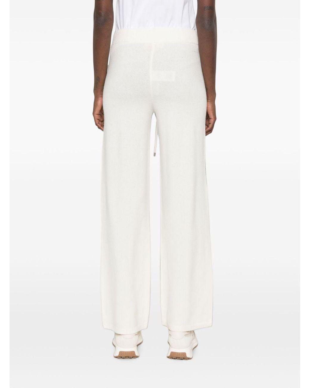 ERMANNO FIRENZE White Drawstring-Waist Fine-Knit Trousers