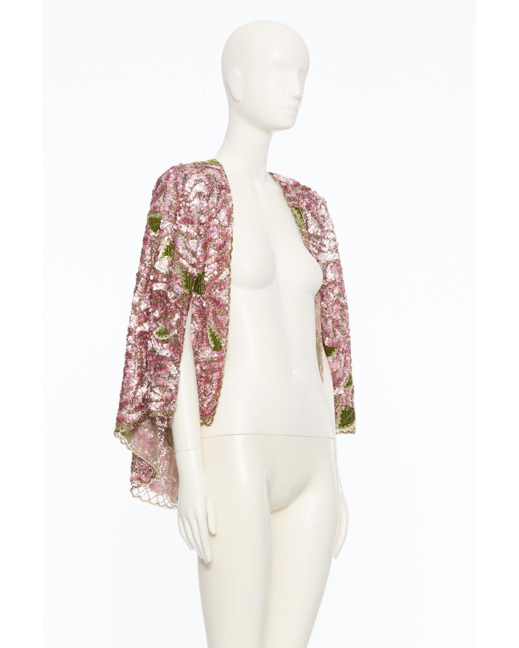 Valentino Pink Sequined Embroidered Shawl Jacket