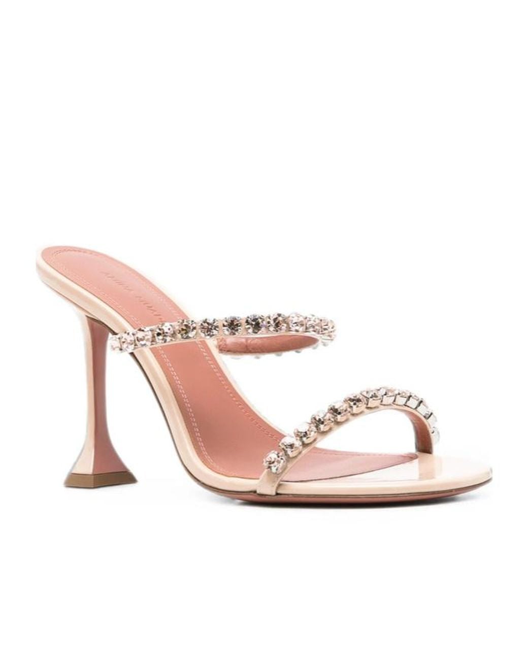 AMINA MUADDI White Rhinestone-Strap High-Heeled Sandals