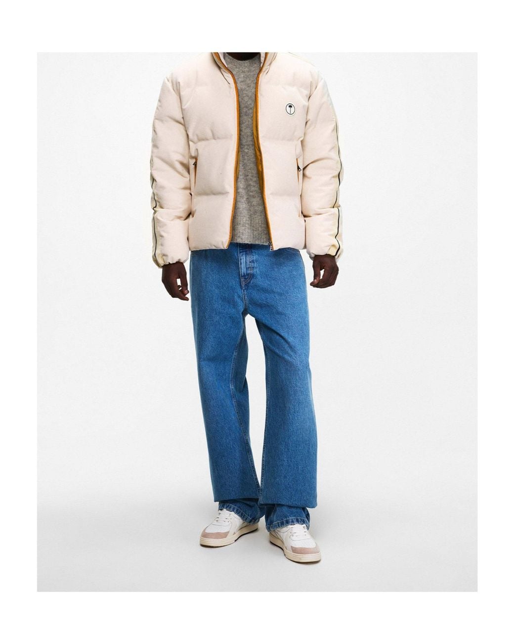 Palm Angels Natural Tree Logo Corduroy Down Short Puffer Jacket for men