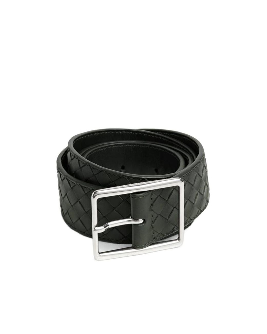 Bottega Veneta Black Intrecciato Piccolo Buckled Belt for men