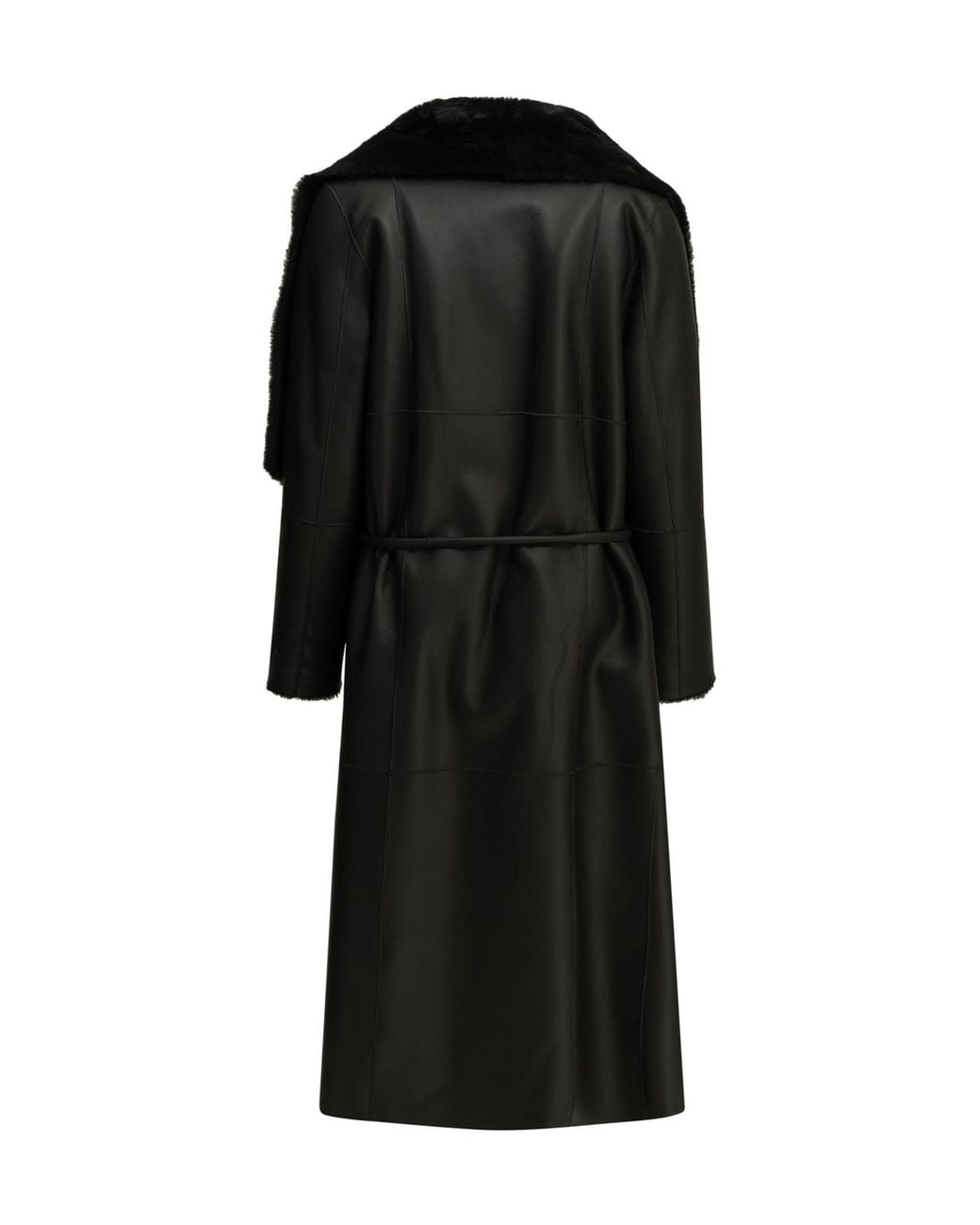 Blancha Black Wrap Panel Long Coat