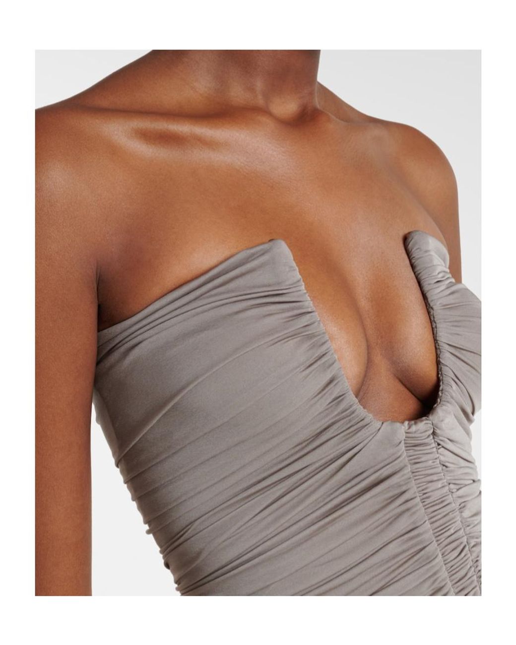 Christopher Esber Multicolor Ruched Asymmetric Midi Dress