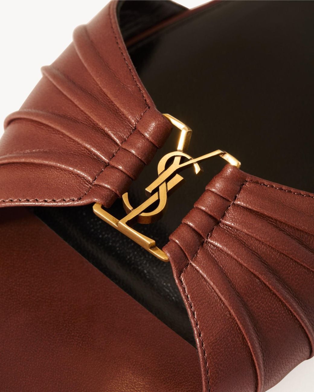 Saint Laurent Brown Babylone Logo Plaque Slides