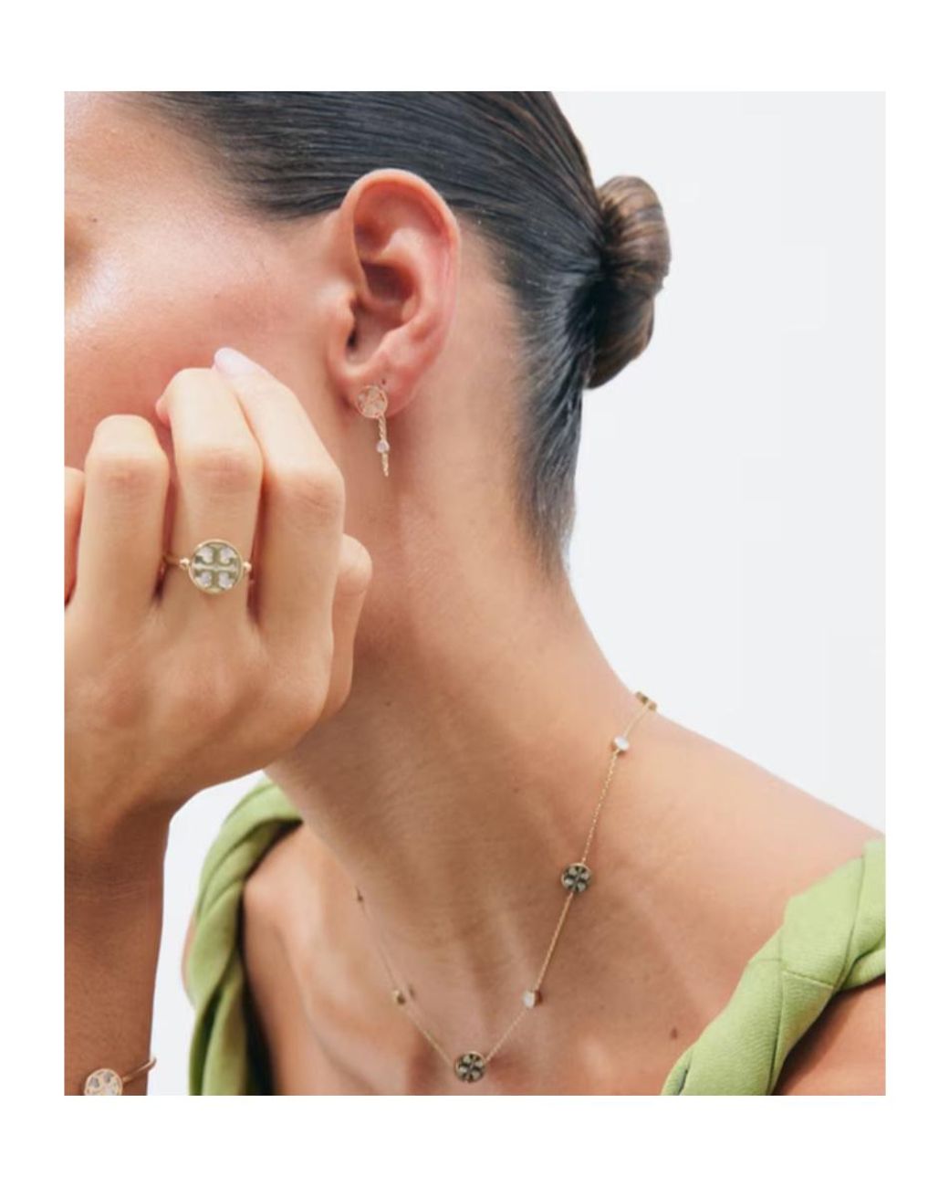 Tory Burch White Icon Chain Earrings
