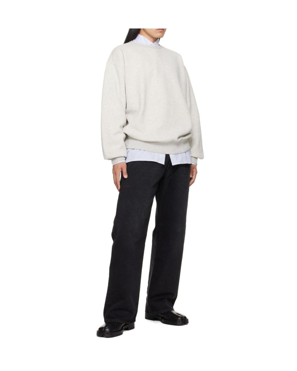 Maison Margiela White Long-Sleeved Crewneck Sweatshirt for men