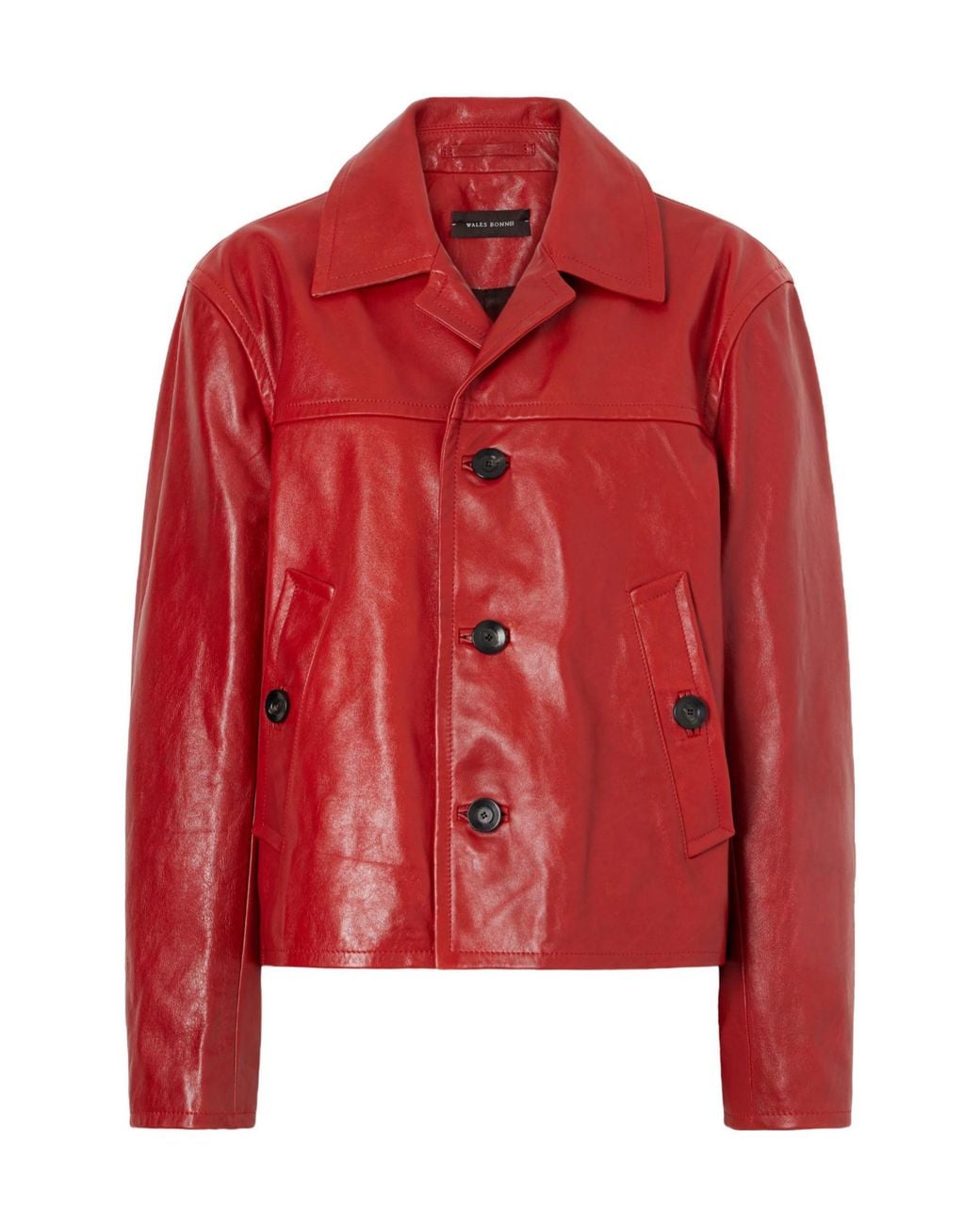 Wales Bonner Red Leather Biker Jacket