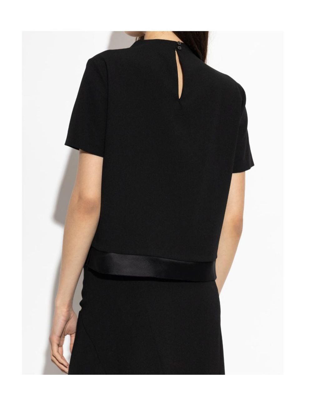 Jil Sander Black Contrast Trim Short-Sleeve Top
