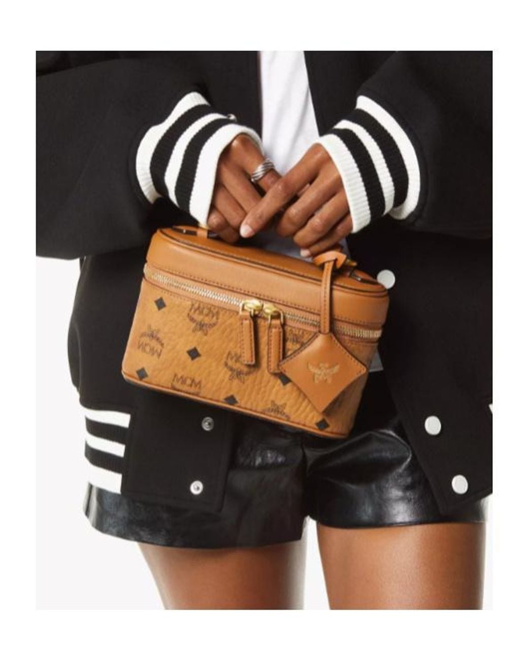 MCM Brown Aren Visetos Vanity Tote Bag