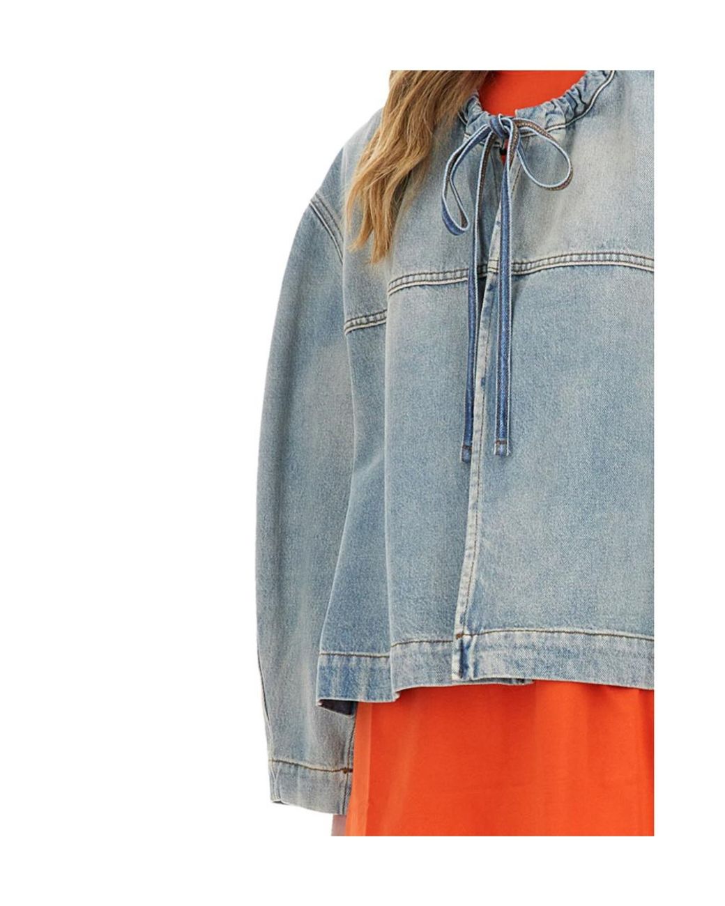 MSGM Blue Drawstring Denim Jacket