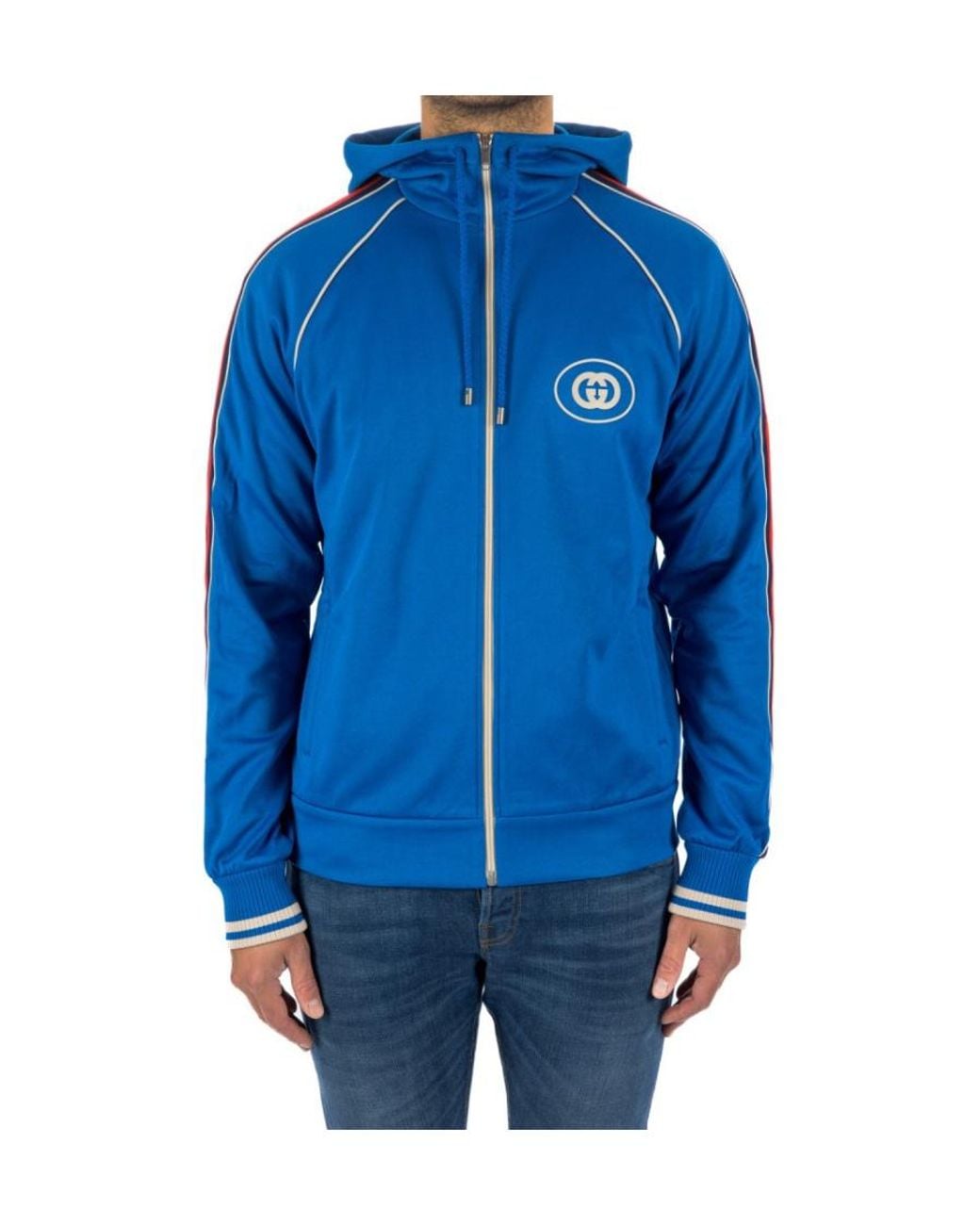 Gucci Blue Logo Hooded Jacket for men