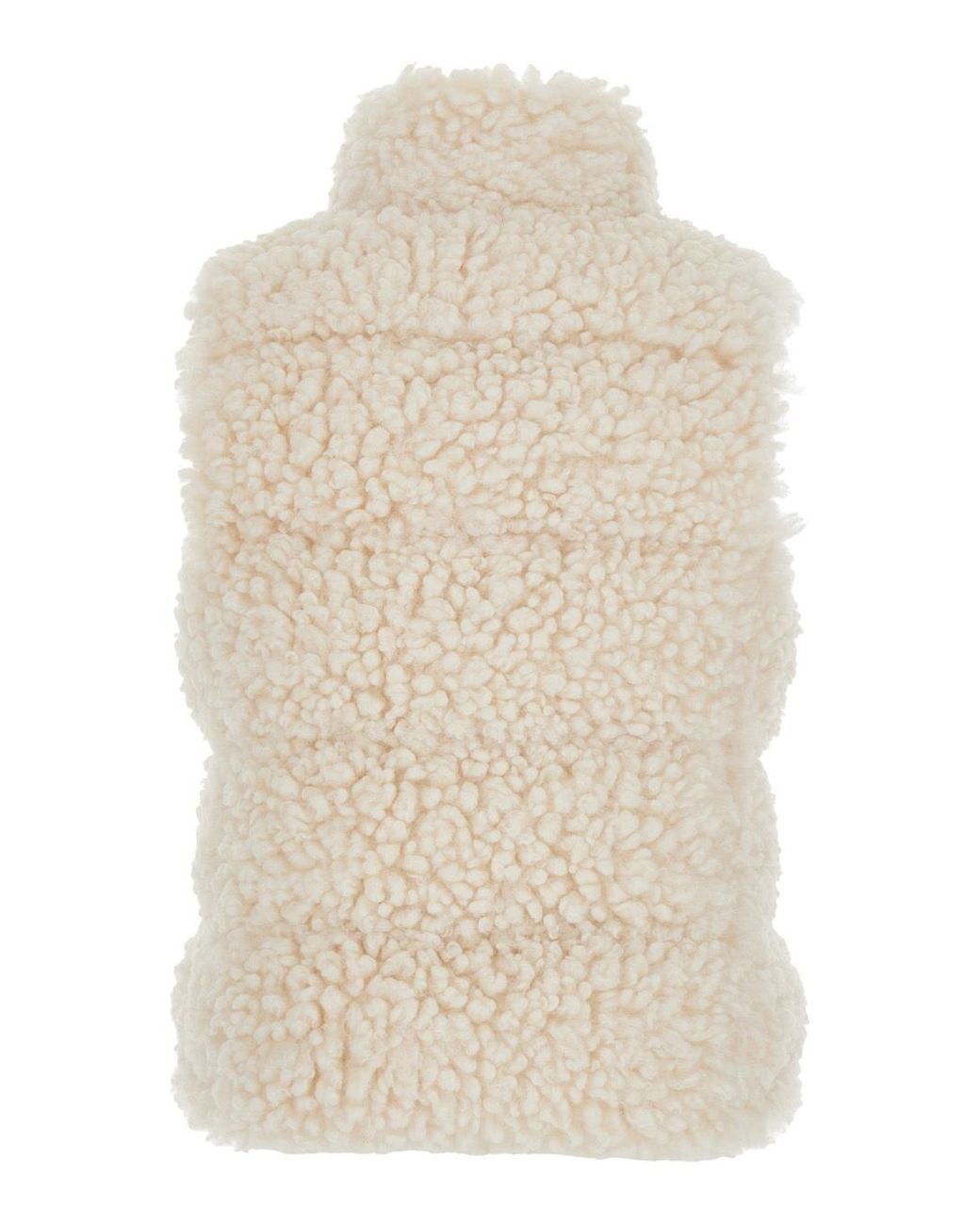 Moncler White Wourl Teddy Zip-Up Vest