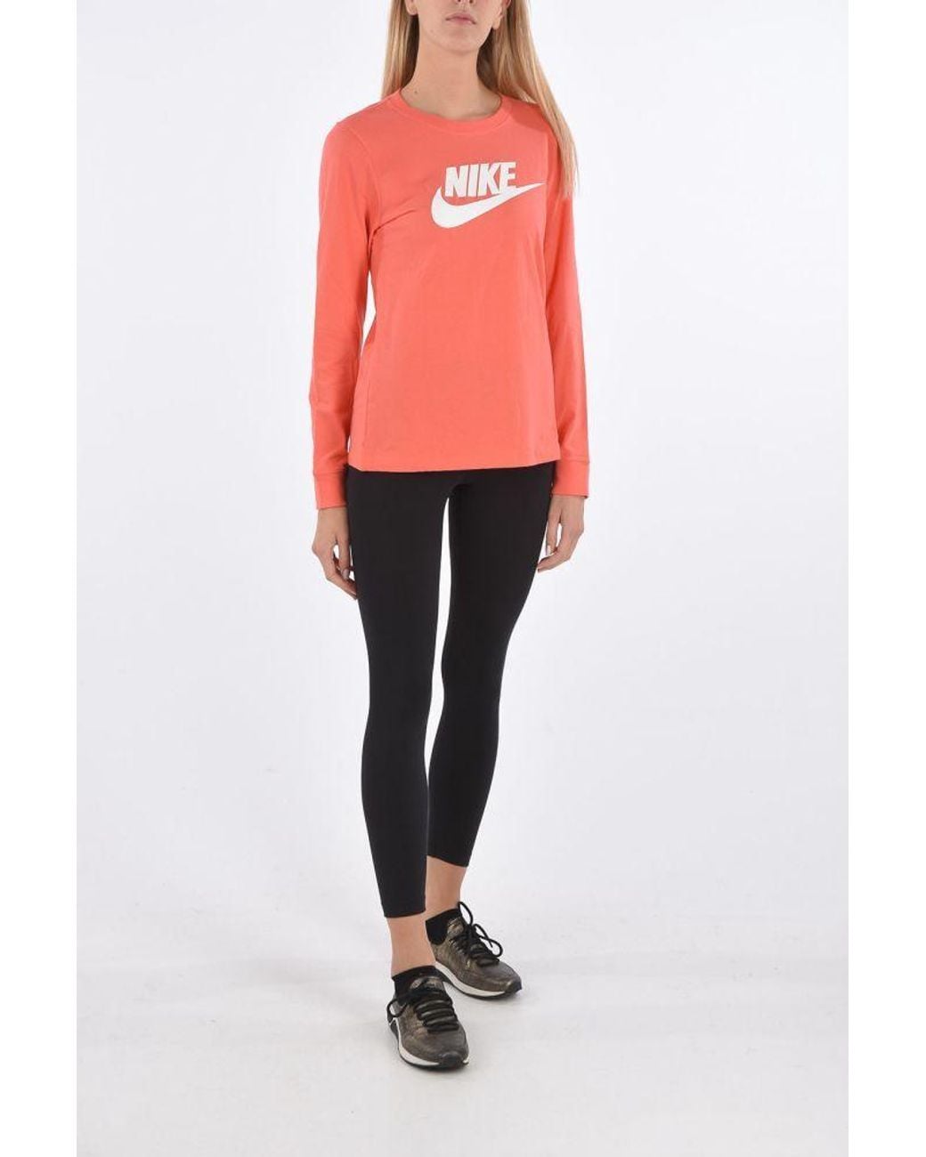 Nike Red Logo-Print Long-Sleeve T-Shirt