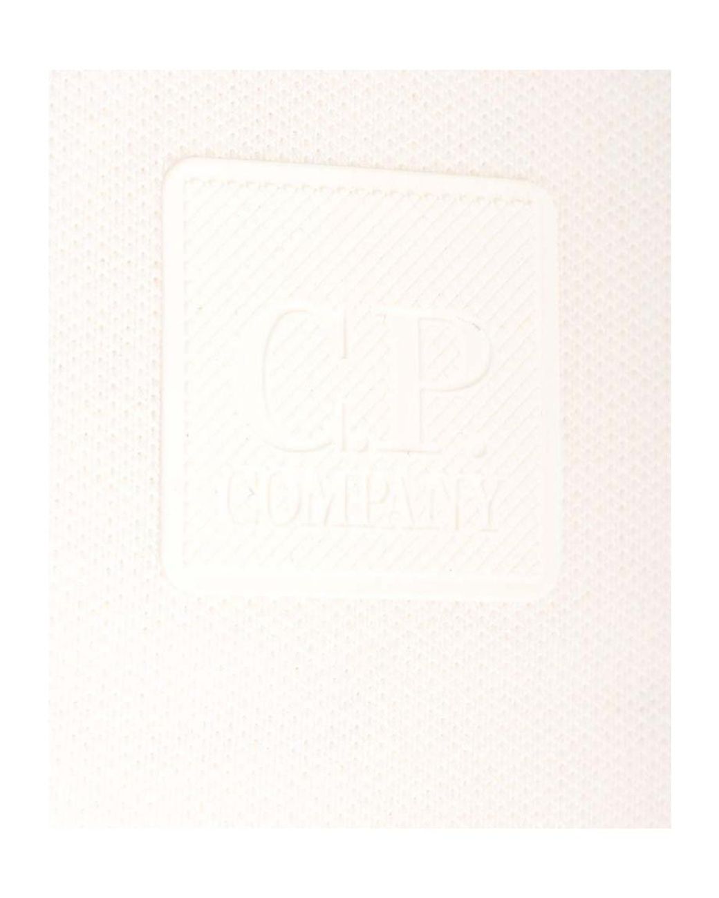 C P Company White Stretch Piquet Polo Shirt for men