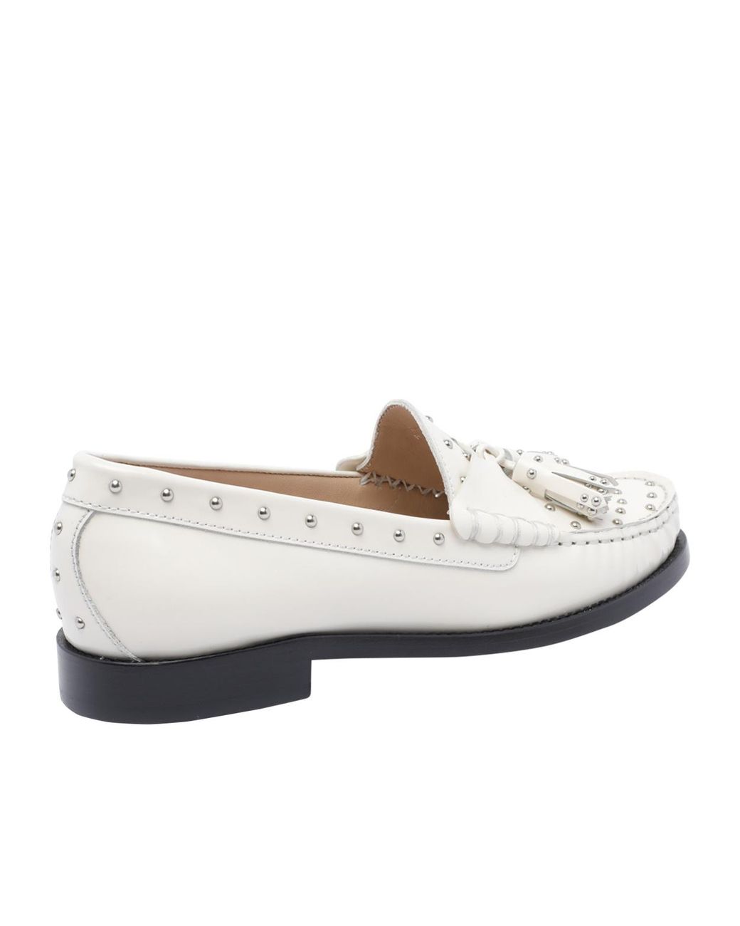 Stuart Weitzman White Tassel Loafers